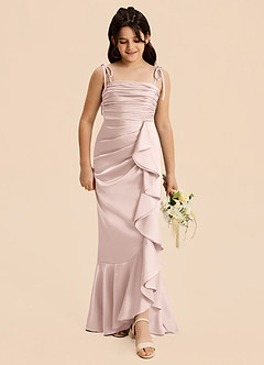 Azazie Ryan Junior Blushing Pink Sheath Bow Stretch Satin Dress image7