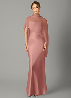 Azazie Jaleesa Robes de demoiselle d'honneur Robe Fourreau en Satin extensible Col haut Rosette image1