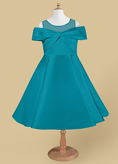 Azazie Shirin Final Sale Jade A-Line Off the Shoulder Matte Satin Dress image5