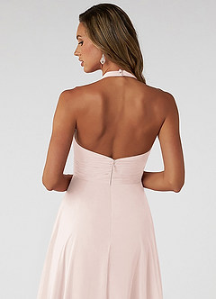 Azazie Tessie Bridesmaid Dresses Rose Petal A-Line V-Neck Pleated Chiffon Dress image4