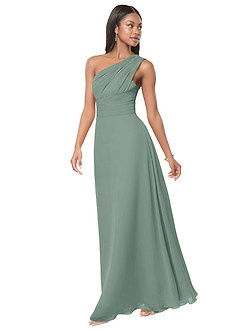 Azazie Ashley Bridesmaid Dresses Silver Sage A-Line Ruched Chiffon Dress image7