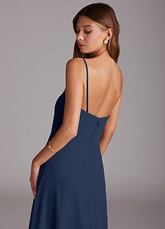 Azazie Wren Bridesmaid Dresses Dark Navy A-Line Strapless Chiffon Dress image7
