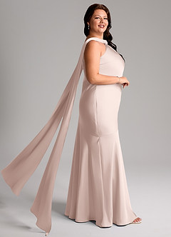 Azazie Kinsley Bridesmaid Dresses Blushing Pink Mermaid Side Slit Stretch Satin Dress image10