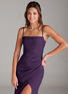 Azazie Leonis Bridesmaid Dresses Plum Sheath Strapless Stretch Crepe Convertible Dress image2