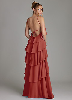 Azazie Deena Robes de demoiselle d'honneur Robe Trapèze en Mousseline de soie Rayé Terracotta image2