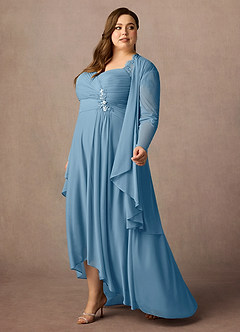 Azazie Anne Mother of the Bride Dresses Steel Blue Sheath Sweetheart Sequins Lace Dress image13