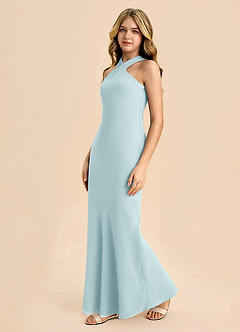 Azazie Doretta Junior Robe Fourreau en Mousseline de soie Plissée Verre De Mer image4