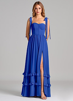 Azazie Anastacia 신부 들러리 드레스 A라인 스윗하트 네크라인 쉬폰 바닥 길이 드레스 image6