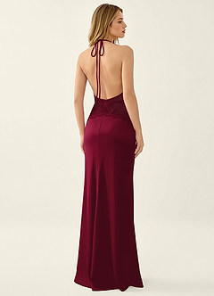 Prudentiana Merlot Satin-Spitze Sommerkleid image3
