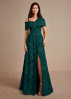 Azazie Milton Abiti per la Madre della Sposa Abito A-Line in Burnout Floreale Plissettato Pino image6