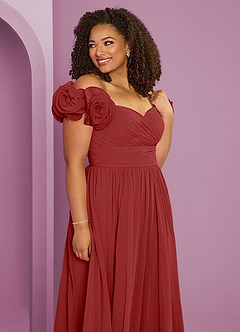 Barbie ♥ Azazie Bridesmaid Dresses Rust A-Line Off the Shoulder Chiffon Convertible Dress image13