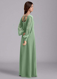 Azazie Bondi Junior Abito A-Line in Chiffon Blusa Matcha image6