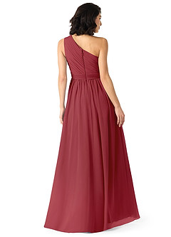 Azazie Mathilda Bridesmaid Dresses Pomegranate A-Line One Shoulder Chiffon Dress image2