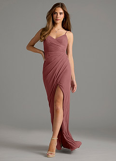 Azazie Maci Bridesmaid Dresses Amethyst Sheath Pleated Mesh Dress image6