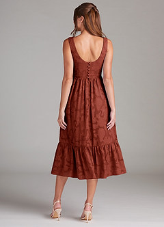 Azazie Alissa Bridesmaid Dresses Terracotta A-Line with Pockets Floral Burnout Dress image8