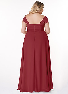 Azazie Kaitlynn Bridesmaid Dresses Pomegranate Empire Ruched Chiffon Convertible Dress image11