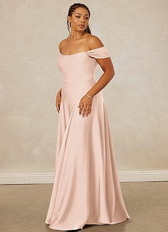 Christian Siriano Bridal for Azazie 1002 Bridesmaid Dresses Blushing Pink A-Line Off the Shoulder Stretch Satin Convertible Dress image12
