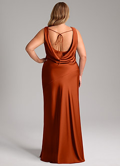 Azazie Rylina Bridesmaid Dresses Paprika Mermaid Stretch Satin Dress image8