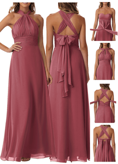 Azazie Fifi Robes de demoiselle d'honneur Robe Trapèze Convertible en Mousseline de soie Sans bretelles Merlot image9