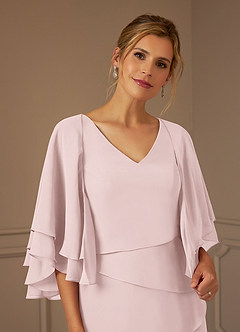 Azazie OHara Mère de la mariée Robes Robe Trapèze en Mousseline de soie Col V Rose Pâle image6