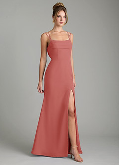 Azazie Egypt Robes de demoiselle d'honneur Robe Fourreau en Mousseline de soie Décolleté en cœur Antique Rose image5