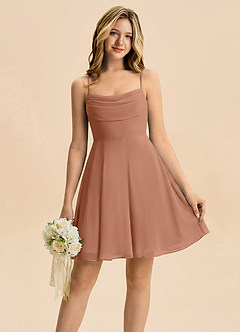 Azazie Bear Junior Bronzer A-Line Pleated Chiffon Dress image1