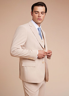 front Carter Tan Cotton Linen Blend Suit Jacket