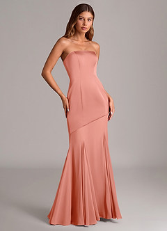 Azazie Uma Bridesmaid Dresses Coral Mermaid Strapless Chiffon Convertible Dress image3