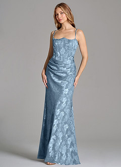 Azazie Ezrena 신부 들러리 드레스 인어 스트랩리스 플로럴 번아웃 바닥 길이 드레스 image6