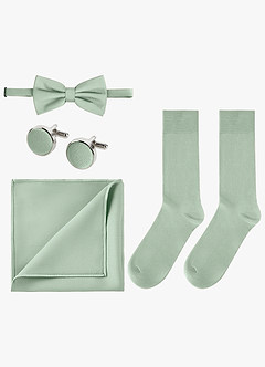 front Farblich passendes 4-teiliges Fliege-Set aus Stretch-Satin