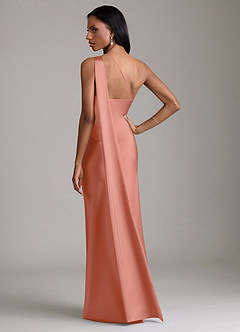 Azazie Galinda Suknie dla druhen Syrena Jedno ramię Satyna elastyczna Do ziemi Sukienka image6