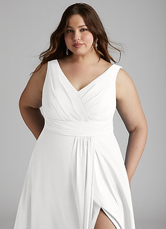 Azazie Karina Bridesmaid Dresses White A-Line Pleated Chiffon Dress image11