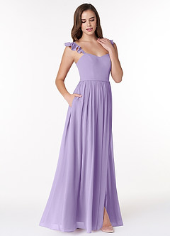 Azazie Metz Bridesmaid Dresses Lilac A-Line Sweetheart Ruched Chiffon Dress image3