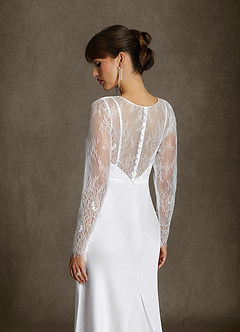 Azazie Indiah Wedding Dresses Diamond White Mermaid Stretch Satin Dress image7