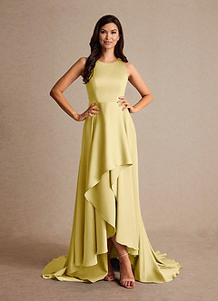 Azazie Niles Mère de la mariée Robes Robe Trapèze en Satin extensible Traînes Sorbet Citron image5