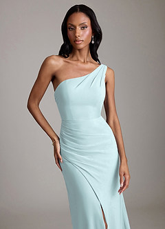 Azazie Madelyn Bridesmaid Dresses Mist Mermaid One Shoulder Chiffon Convertible Dress image8