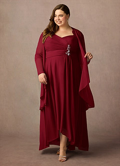 Azazie Anne Mother of the Bride Dresses Burgundy Sheath Sweetheart Sequins Lace Dress image10