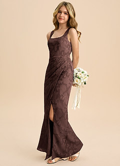 Azazie Mero Junior Abito Tubino in Burnout Floreale Plissettato Ganache image1