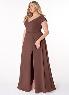 Azazie Claudine Final Sale Agave A-Line Flutter Sleeve Chiffon Dress image9