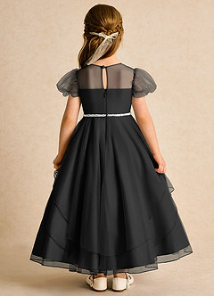 Azazie Duckie Abiti da Ragazza di Fiori Abito Principessa in Tulle Plissettato Nero image5