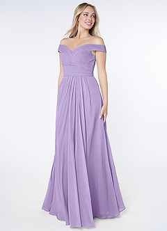 Azazie Audrianna Bridesmaid Dresses Lilac A-Line Off-The-Shoulder Gathered Chiffon Convertible Dress image2