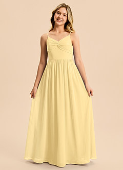 Azazie Zeya Junior Butter A-Line Chiffon Dress image5
