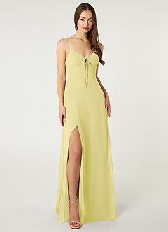 Azazie Minie Bridesmaid Dresses Lemon Sorbet A-Line Bow Chiffon Dress image3