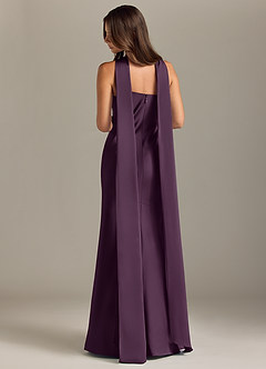 Azazie Kinsley Bridesmaid Dresses Plum Mermaid Side Slit Stretch Satin Dress image2