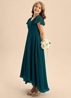 Azazie Induh Junior A-Linie Plissee Chiffon Kleid Kiefer image4