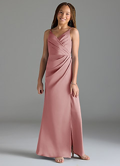 Azazie Maci Junior Klä av Sjöjungfru i Stretch Satin Plisserad image1