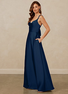 Christian Siriano Bridal for Azazie 1001 Bridesmaid Dresses Dark Navy A-Line Sweetheart Neckline Stretch Satin Dress image4