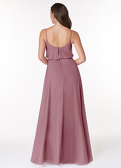 Azazie Lupe Bridesmaid Dresses Vintage Mauve A-Line Scoop Blouson Chiffon Dress image2