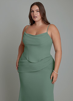 Azazie Sorrel Bridesmaid Dresses Eucalyptus Mermaid Corset Chiffon Dress image17