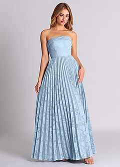 Azazie Mariana Bridesmaid Dresses Sky Blue A-Line Strapless Floral Burnout Convertible Dress image5